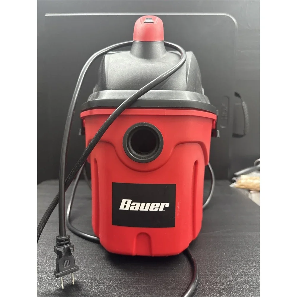 Bauer Canister Bagless Corded Portable Wet & Dry Vacuum Red/Black Nozzle Hose